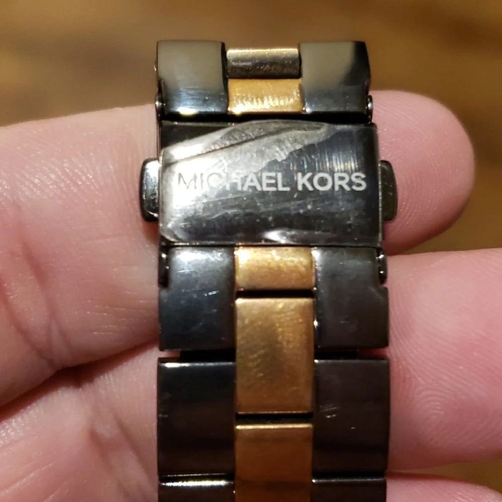 Michael kors garner watch gunmetal gold new iob